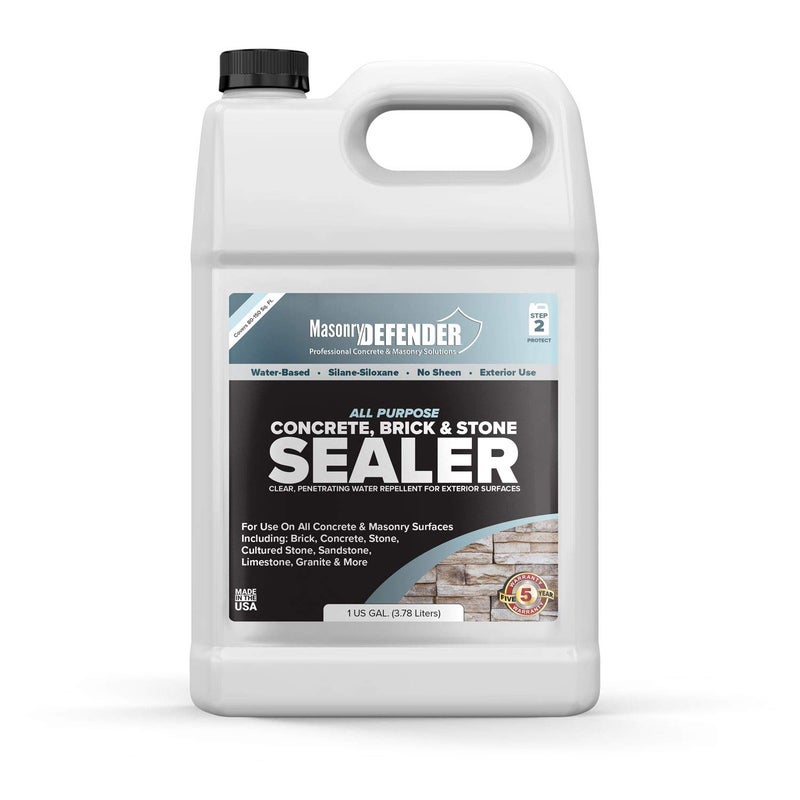 MasonryDefender All Purpose Clear Penetrating Water Sealant for Porous, Exterior, Brick, Concrete, Cultured Stone, Sandstone, Limestone & Granite Siloxane Sealer, 1 Gallon - Image 1